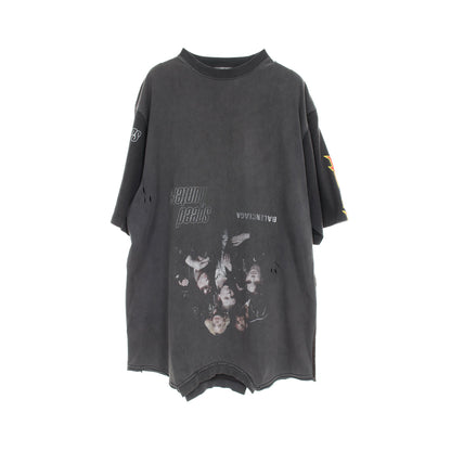 スピードハンターズアップサイドダウン Tシャツ カットソー 長袖 コットン ブラック マルチカラー ダメージ加工 ヴィンテージ加工 バレンシアガ トップス BALENCIAGA