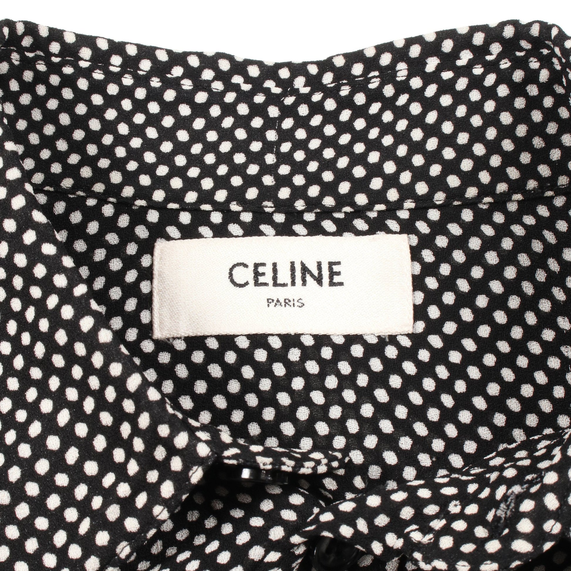 シャツ ドット レーヨン ブラック ホワイト セリーヌ トップス CELINE