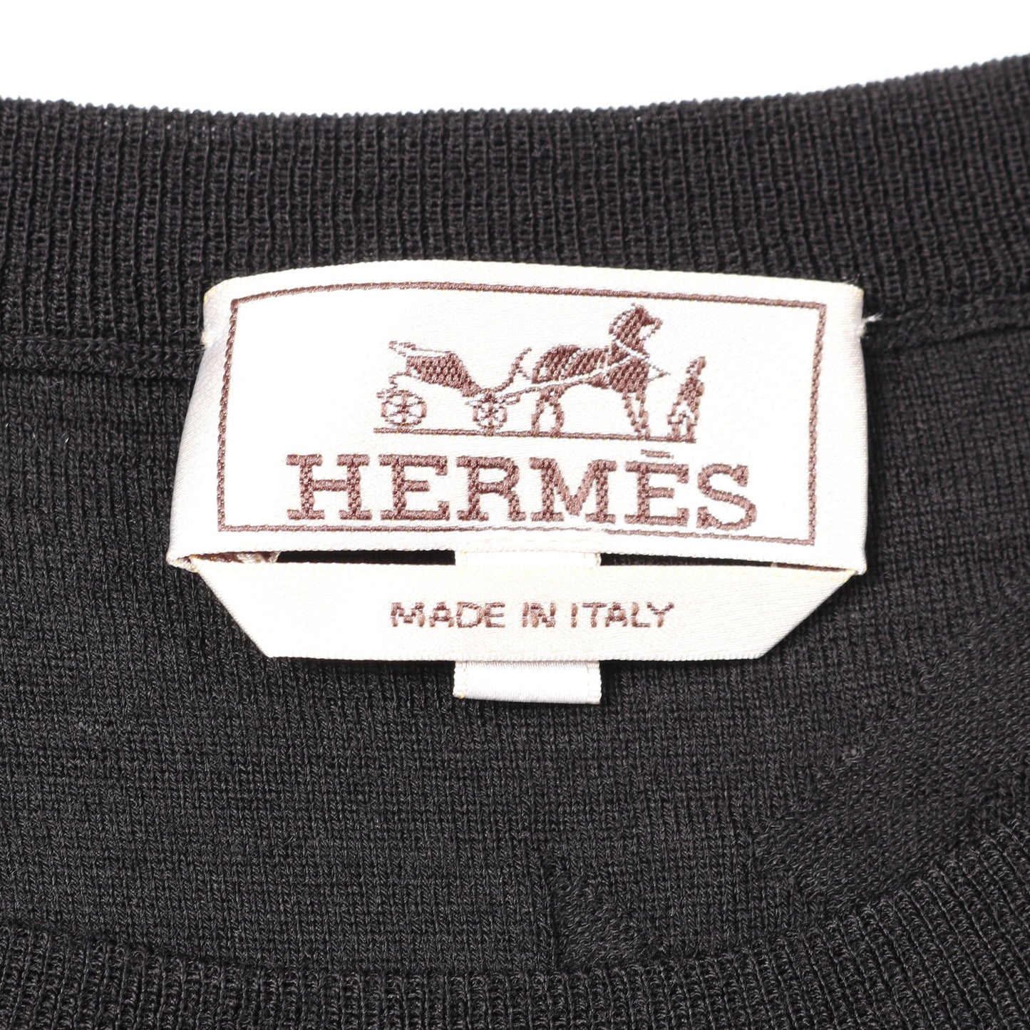 ニット クルーネック 半袖 ウール ブラック エルメス トップス HERMES
