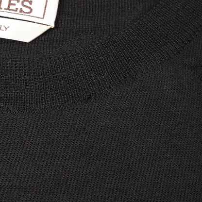ニット クルーネック 半袖 ウール ブラック エルメス トップス HERMES