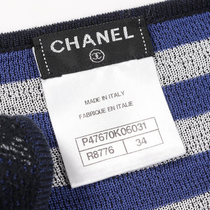 ニットワンピース ボーダー レース コットン レーヨン シルク ブラック ブルー グレー シャネル ワンピース CHANEL