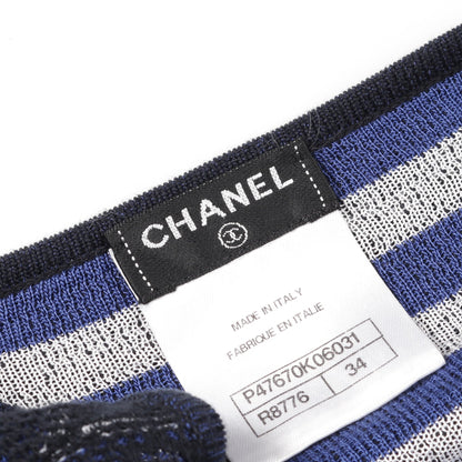 ニットワンピース ボーダー レース コットン レーヨン シルク ブラック ブルー グレー シャネル ワンピース CHANEL