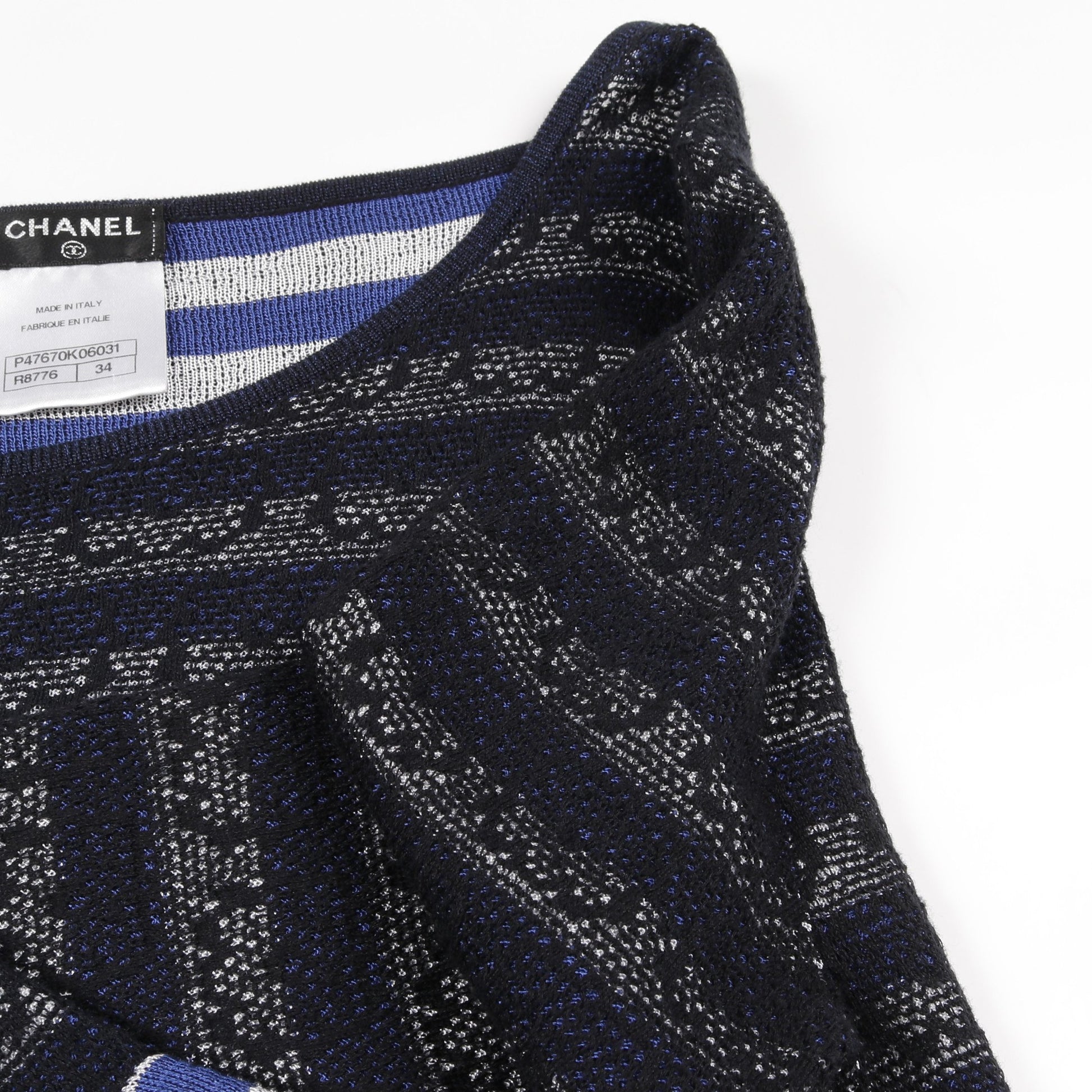 ニットワンピース ボーダー レース コットン レーヨン シルク ブラック ブルー グレー シャネル ワンピース CHANEL
