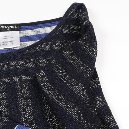 ニットワンピース ボーダー レース コットン レーヨン シルク ブラック ブルー グレー シャネル ワンピース CHANEL