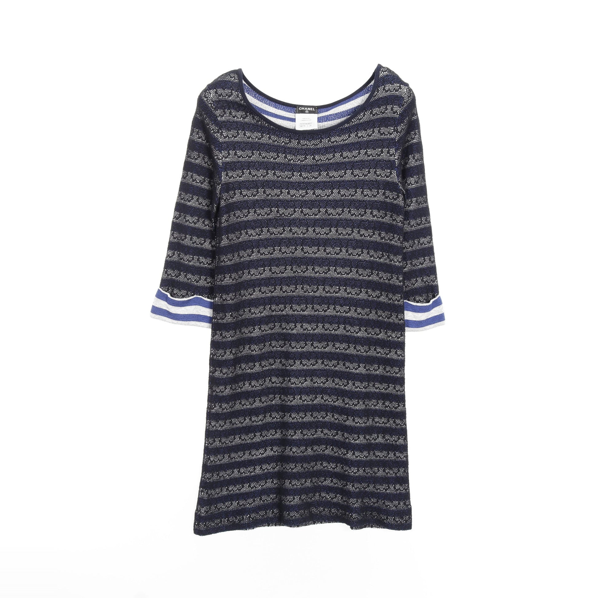 ニットワンピース ボーダー レース コットン レーヨン シルク ブラック ブルー グレー シャネル ワンピース CHANEL