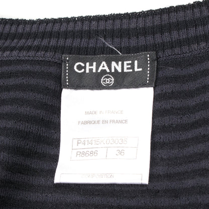 ニットワンピース Vネック レーヨン ブラック ダークグレー シャネル ワンピース CHANEL