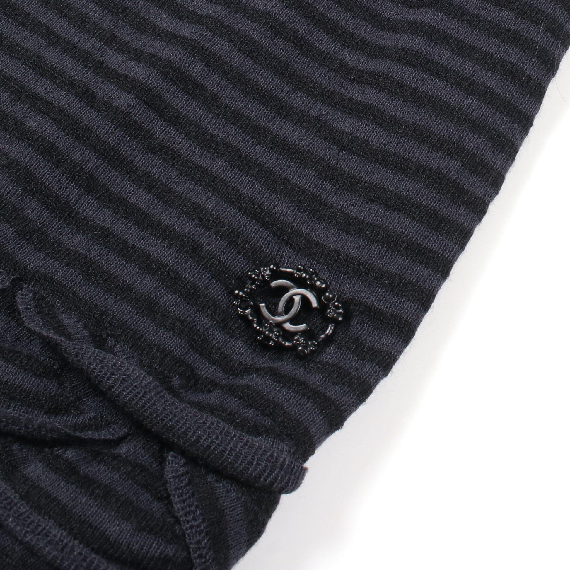 ニットワンピース Vネック レーヨン ブラック ダークグレー シャネル ワンピース CHANEL
