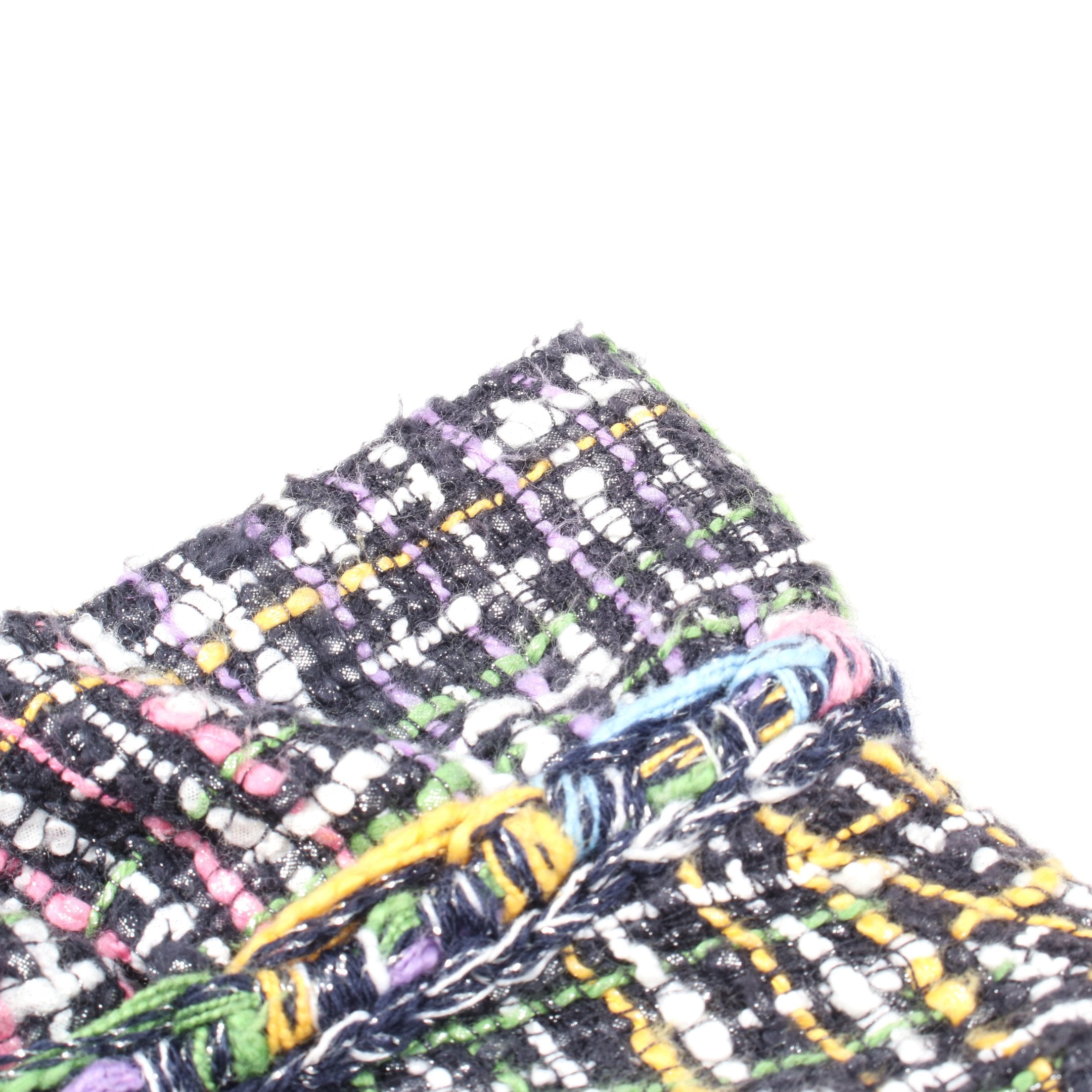 ツイード ワンピース コットン ブラック マルチカラー フリル袖