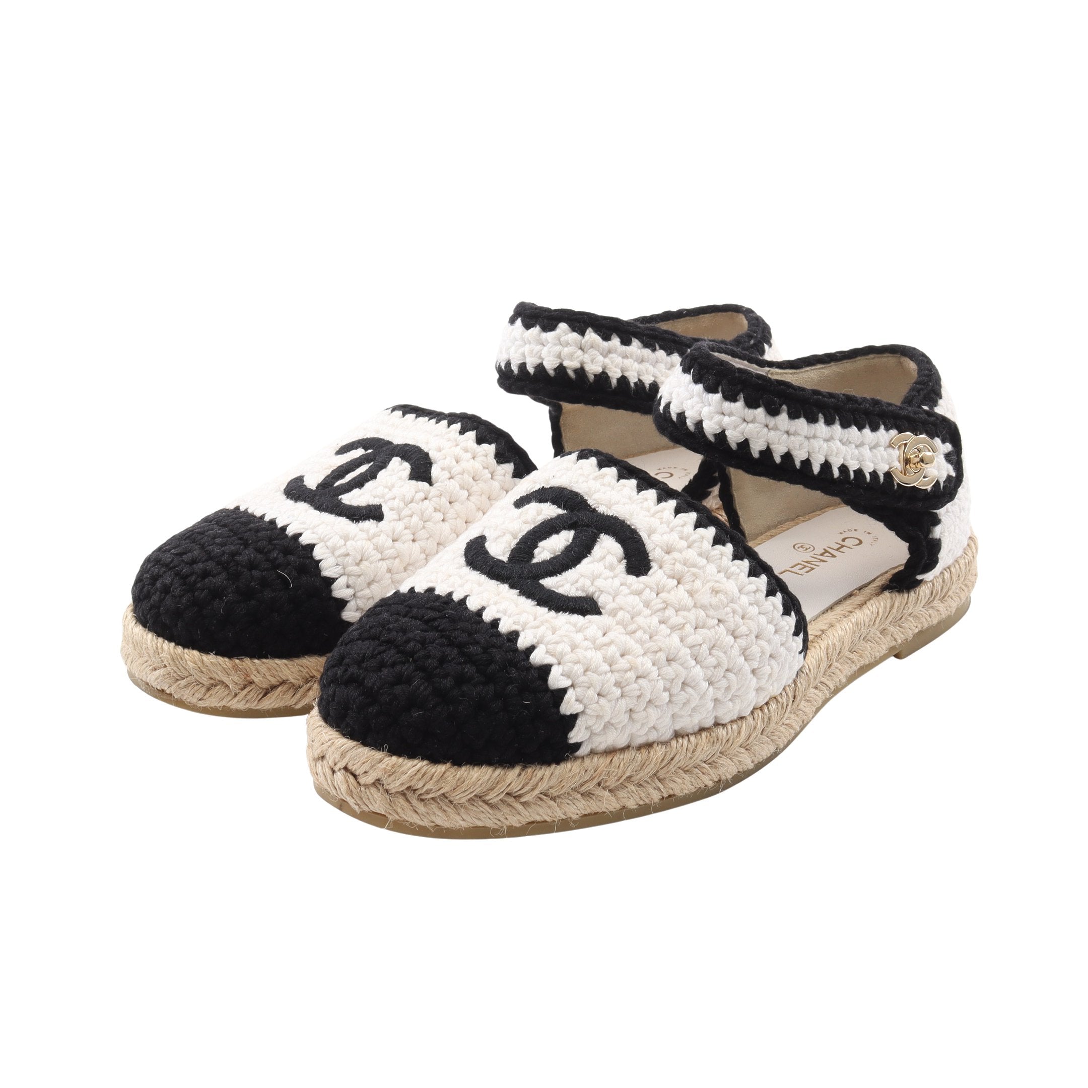 CHANEL エスパドリーユ サンダル ホワイトブラック