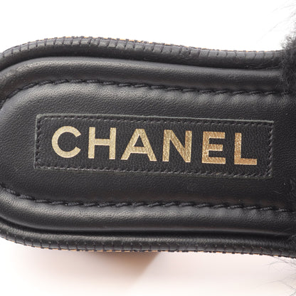 ココマーク サンダル スライドサンダル レザー ファー ブラック ホワイト シャネル シューズ CHANEL