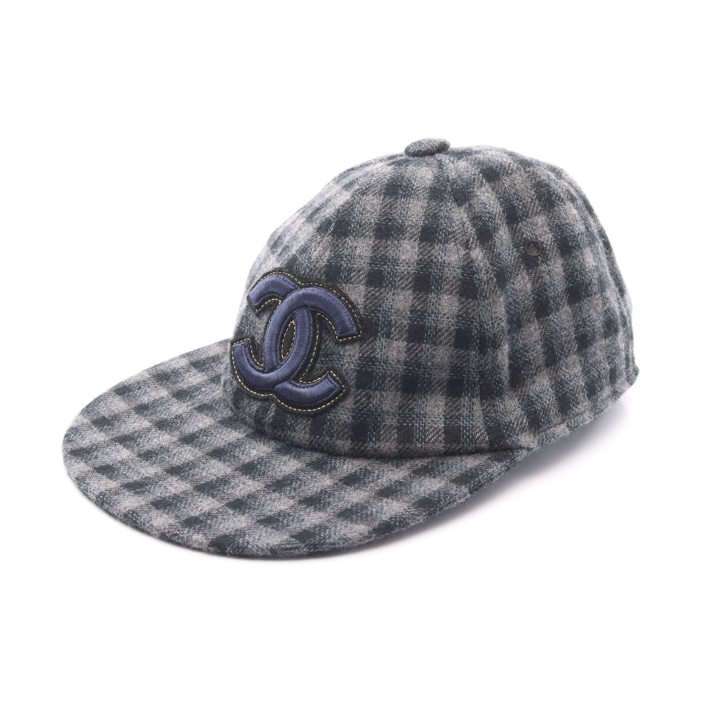 ココマーク チェック キャップ カシミヤ ブラック グレー シャネル 財布・小物 CHANEL