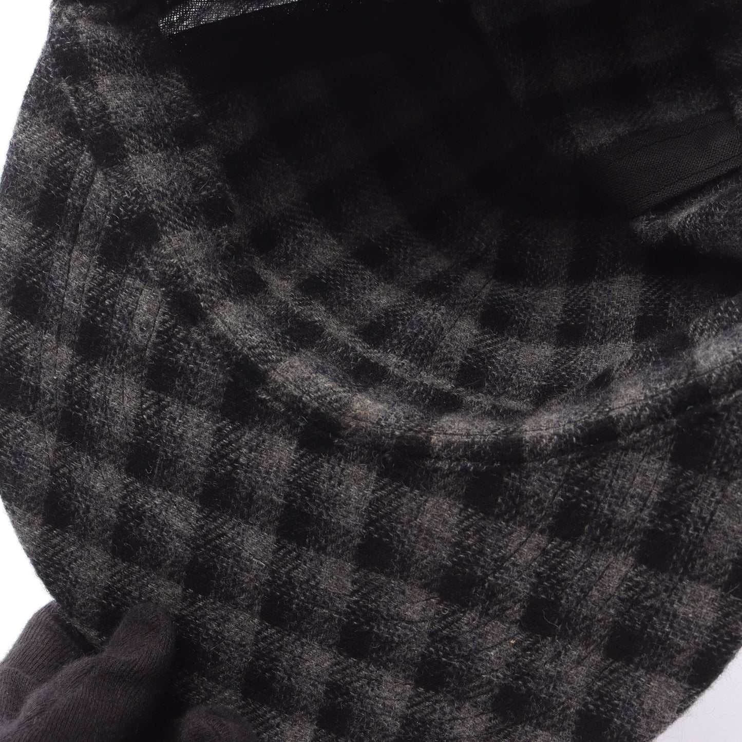 ココマーク チェック キャップ カシミヤ ブラック グレー シャネル 財布・小物 CHANEL