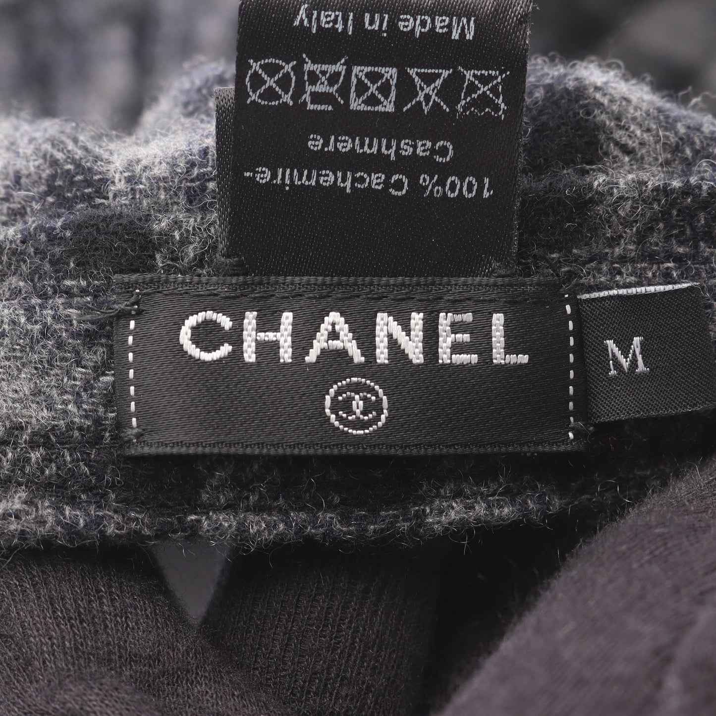 ココマーク チェック キャップ カシミヤ ブラック グレー シャネル 財布・小物 CHANEL