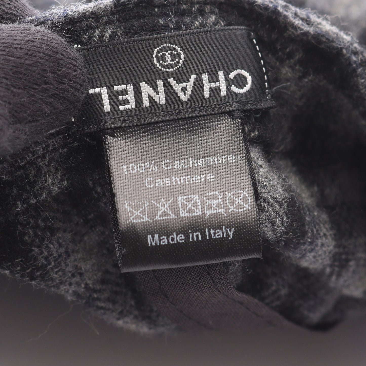 ココマーク チェック キャップ カシミヤ ブラック グレー シャネル 財布・小物 CHANEL