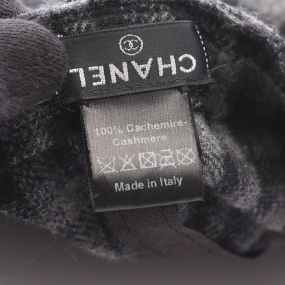 ココマーク チェック キャップ カシミヤ ブラック グレー シャネル 財布・小物 CHANEL