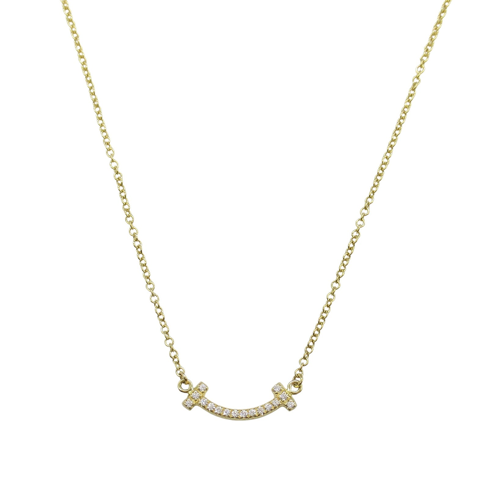 56万↑新品 43mm ティファニー K18RG ダイヤ Tスマイル ネックレス Tスマイル ミニ ダイヤ ネックレス ネックレス K18（イエローゴールド