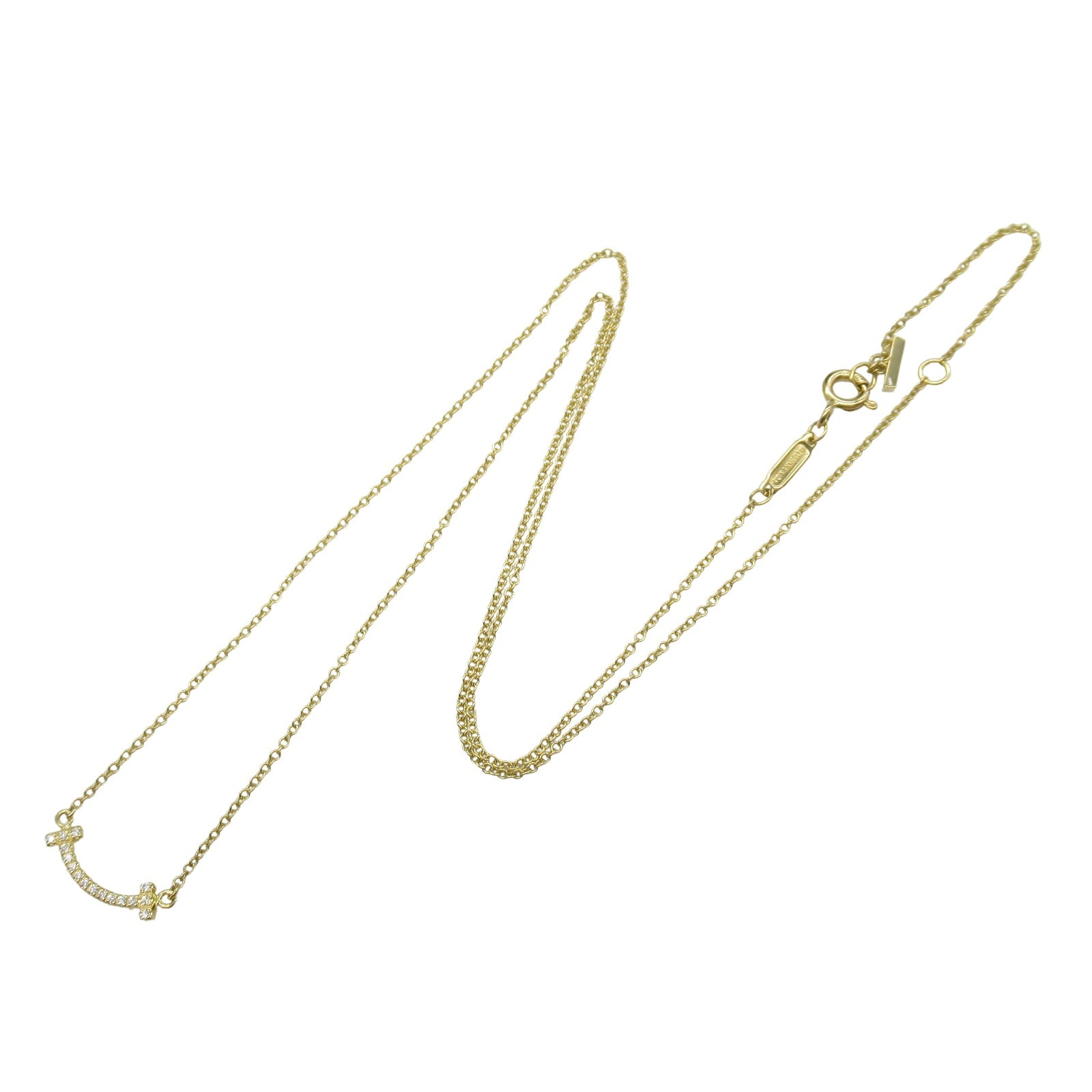 Tスマイル ミニ ダイヤ ネックレス ネックレス K18（イエローゴールド