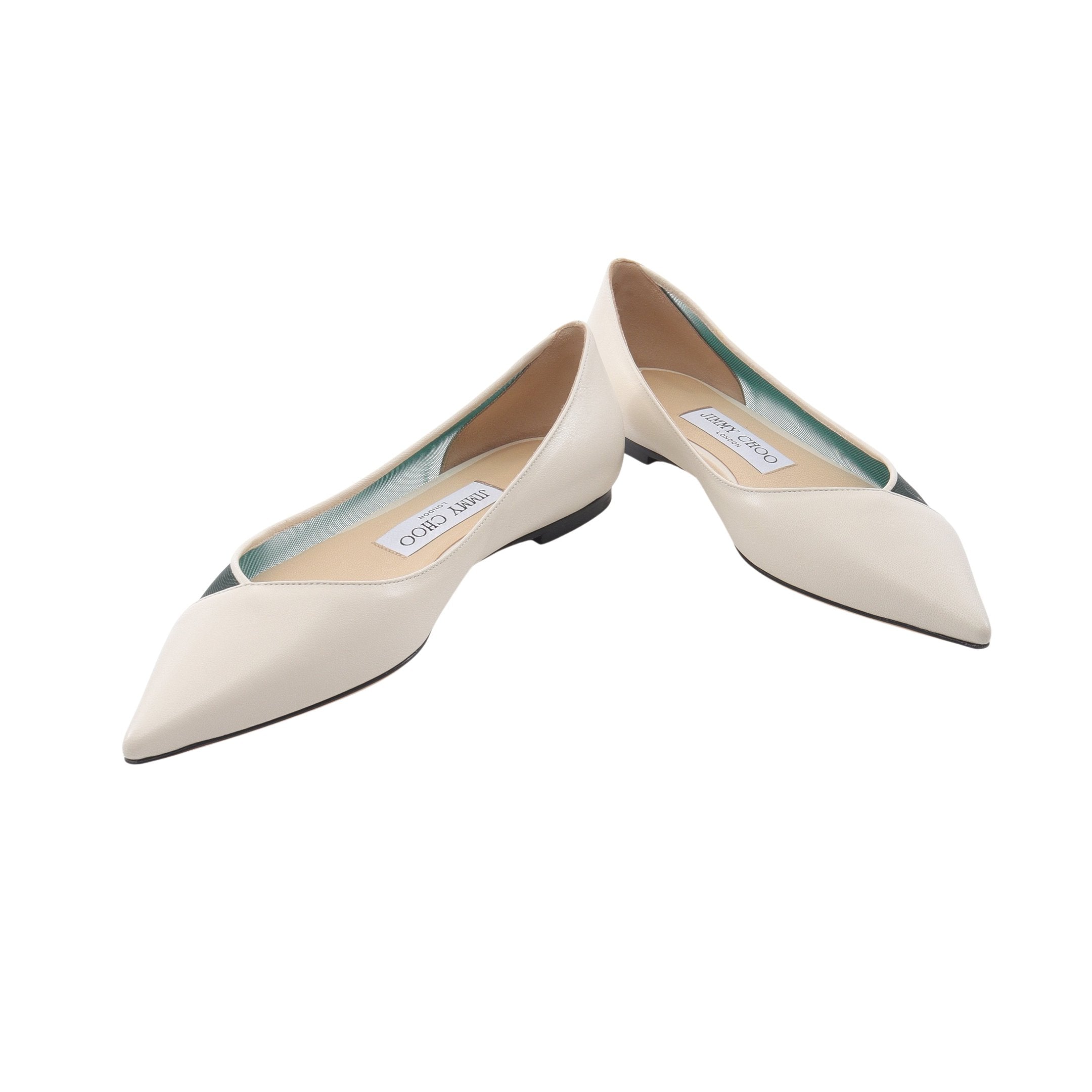 超美品♥️ JIMMY CHOO フラットシューズ Bing Pump Flat|Latte/ブラック パテントレザー・フラットシューズ