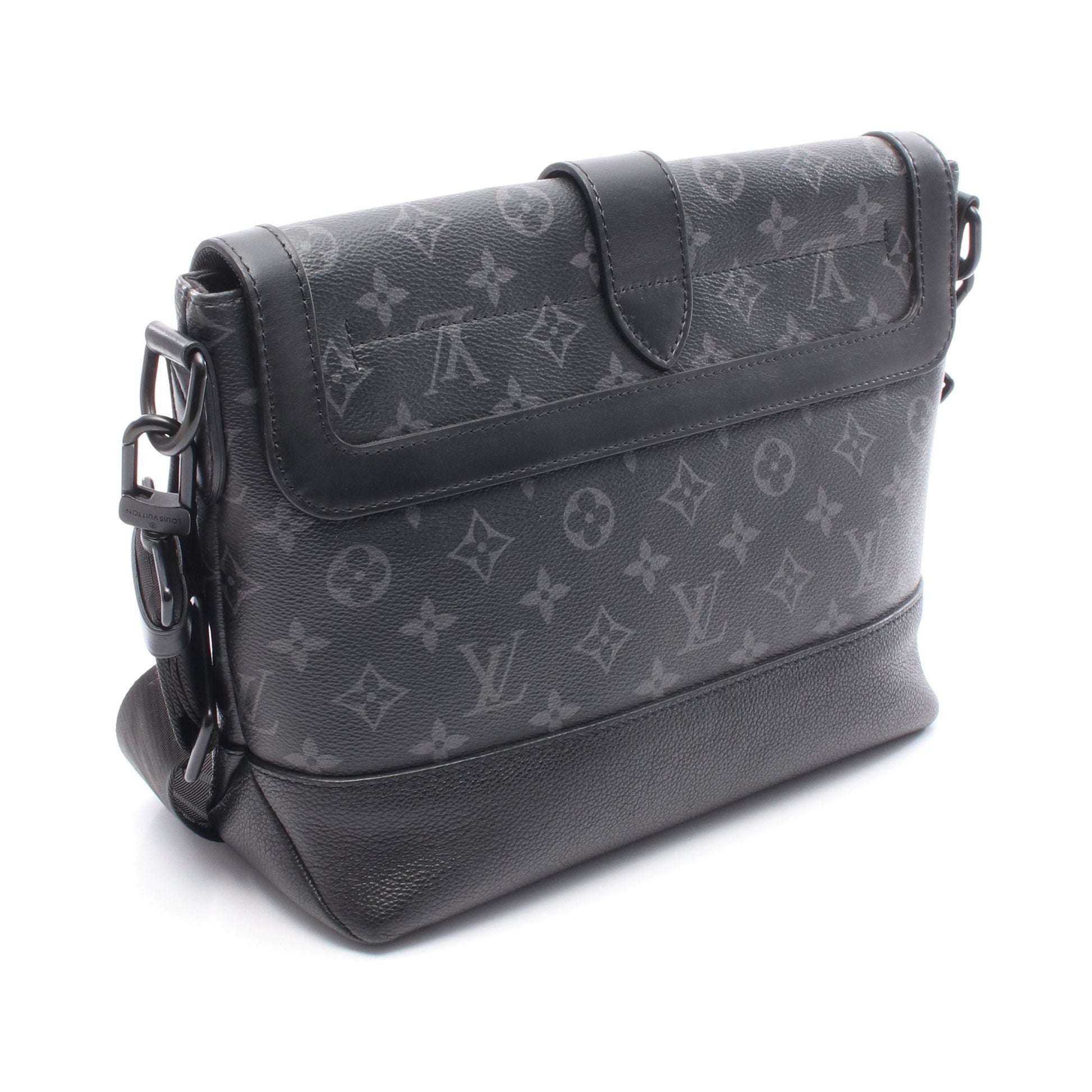 ソミュール メッセンジャー モノグラムエクリプス ショルダーバッグ PVC レザー ブラック ルイヴィトン バッグ LOUIS VUITTON