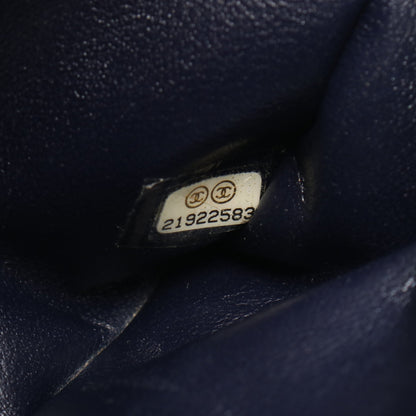マトラッセ チェーンショルダーバッグ レザー ネイビー アンティークシルバー金具 シャネル バッグ CHANEL