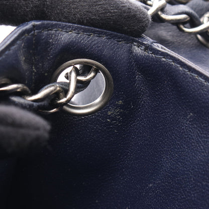 マトラッセ チェーンショルダーバッグ レザー ネイビー アンティークシルバー金具 シャネル バッグ CHANEL
