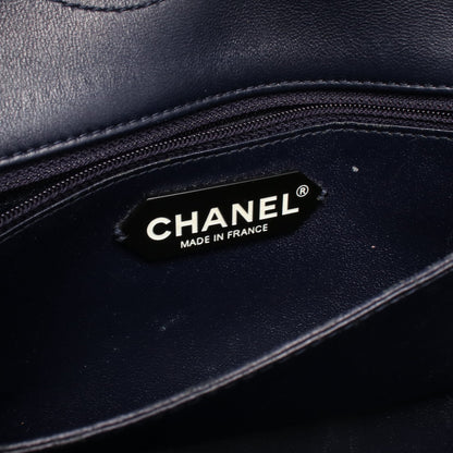 マトラッセ チェーンショルダーバッグ レザー ネイビー アンティークシルバー金具 シャネル バッグ CHANEL