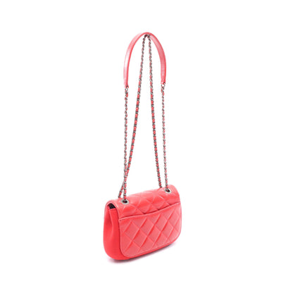 マトラッセ チェーンショルダーバッグ レザー フェルト レッド アンティークシルバー金具 シャネル バッグ CHANEL