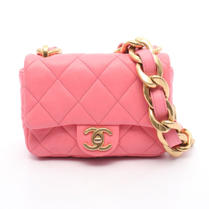 マトラッセ チェーンショルダーバッグ レザー ピンク ゴールド金具 シャネル バッグ CHANEL