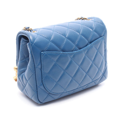 チェーンショルダーバッグ レザー ブルー ゴールド金具 シャネル バッグ CHANEL