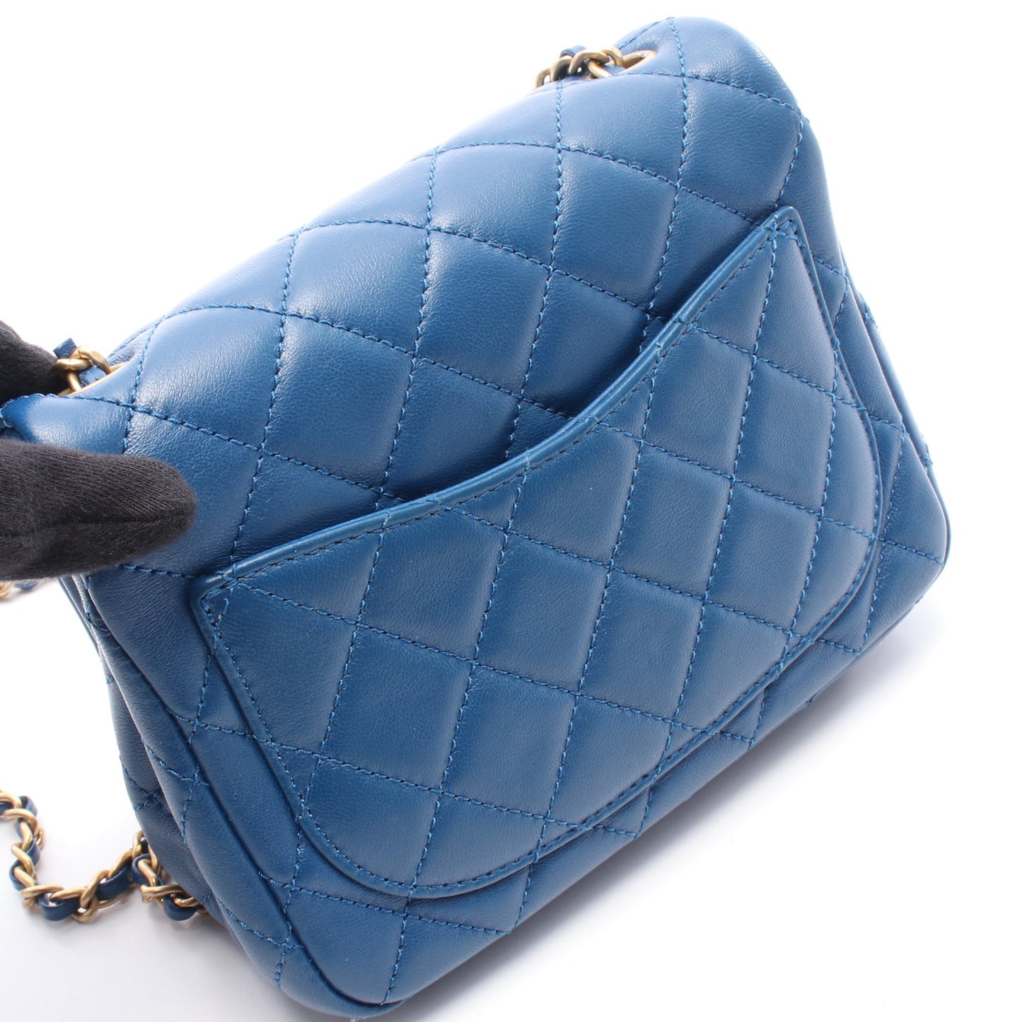 チェーンショルダーバッグ レザー ブルー ゴールド金具 シャネル バッグ CHANEL