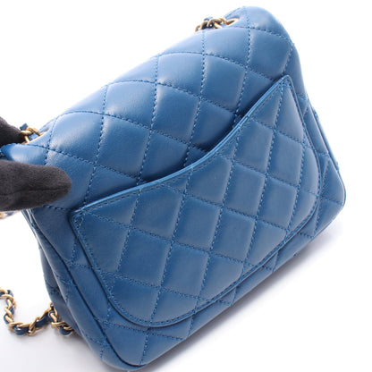 チェーンショルダーバッグ レザー ブルー ゴールド金具 シャネル バッグ CHANEL