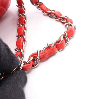 マトラッセ Wフラップ Wチェーンショルダーバッグ レザー レッド シルバー金具 シャネル バッグ CHANEL