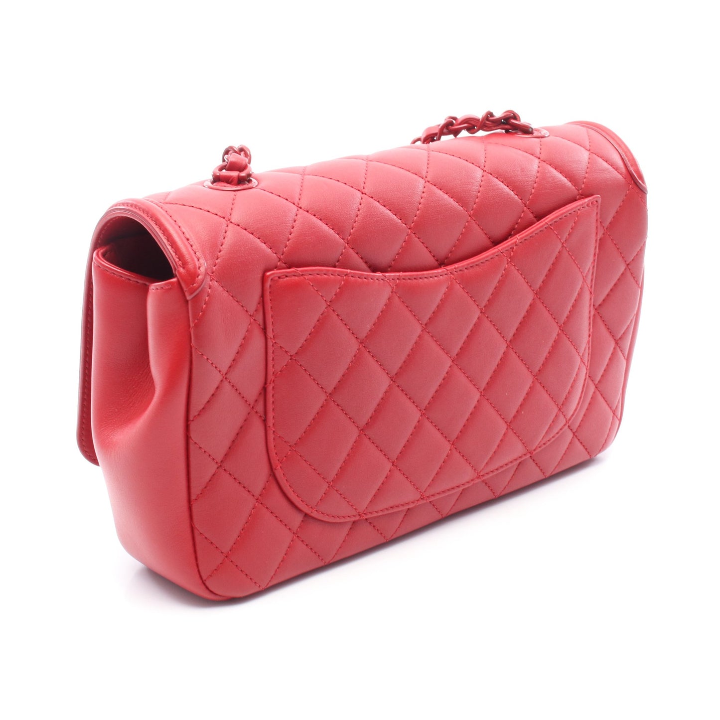 CCフィリグリー マトラッセ チェーンショルダーバッグ レザー レッド レッド金具 シャネル バッグ CHANEL