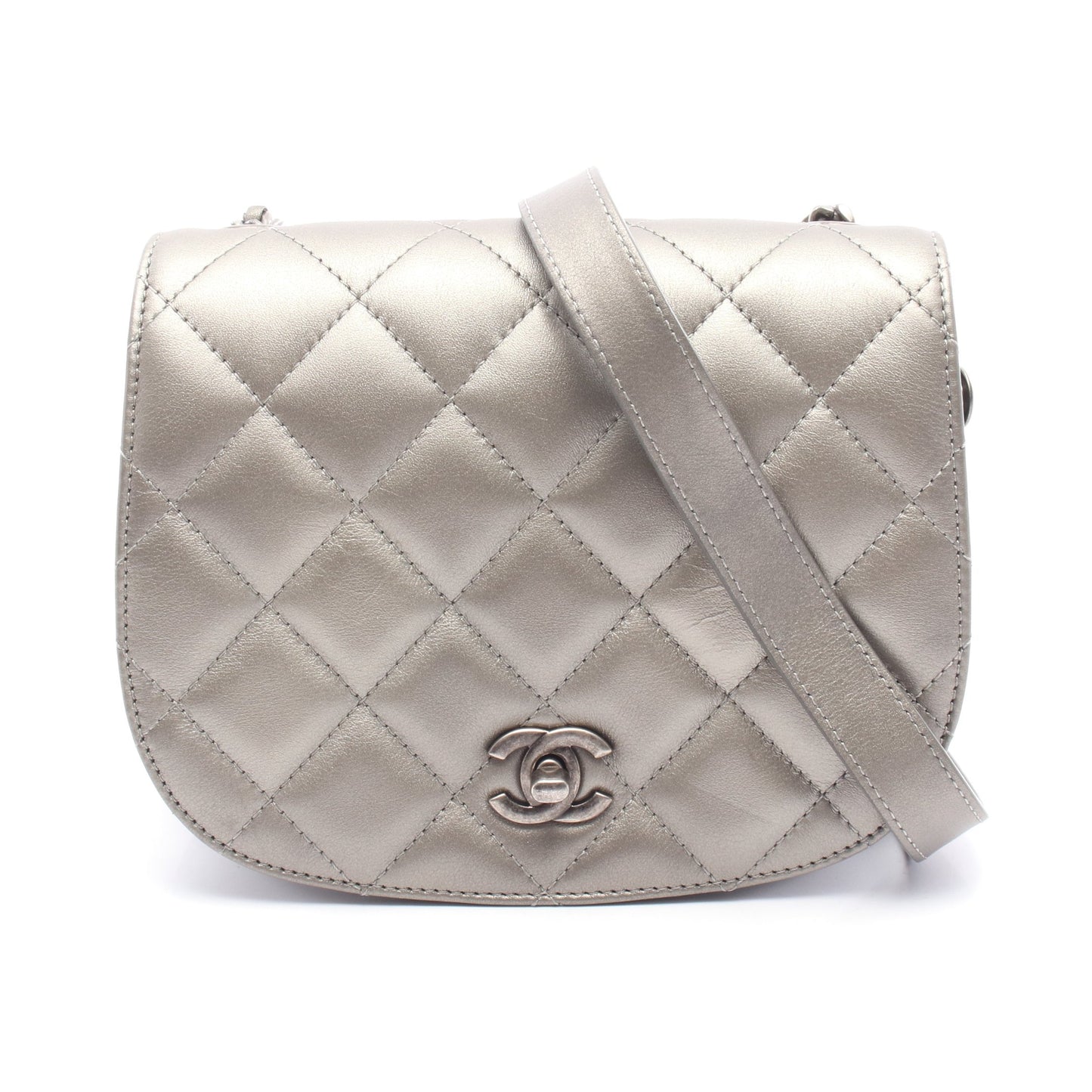 チェーンショルダーバッグ レザー シャンパンゴールド シルバー金具 シャネル バッグ CHANEL