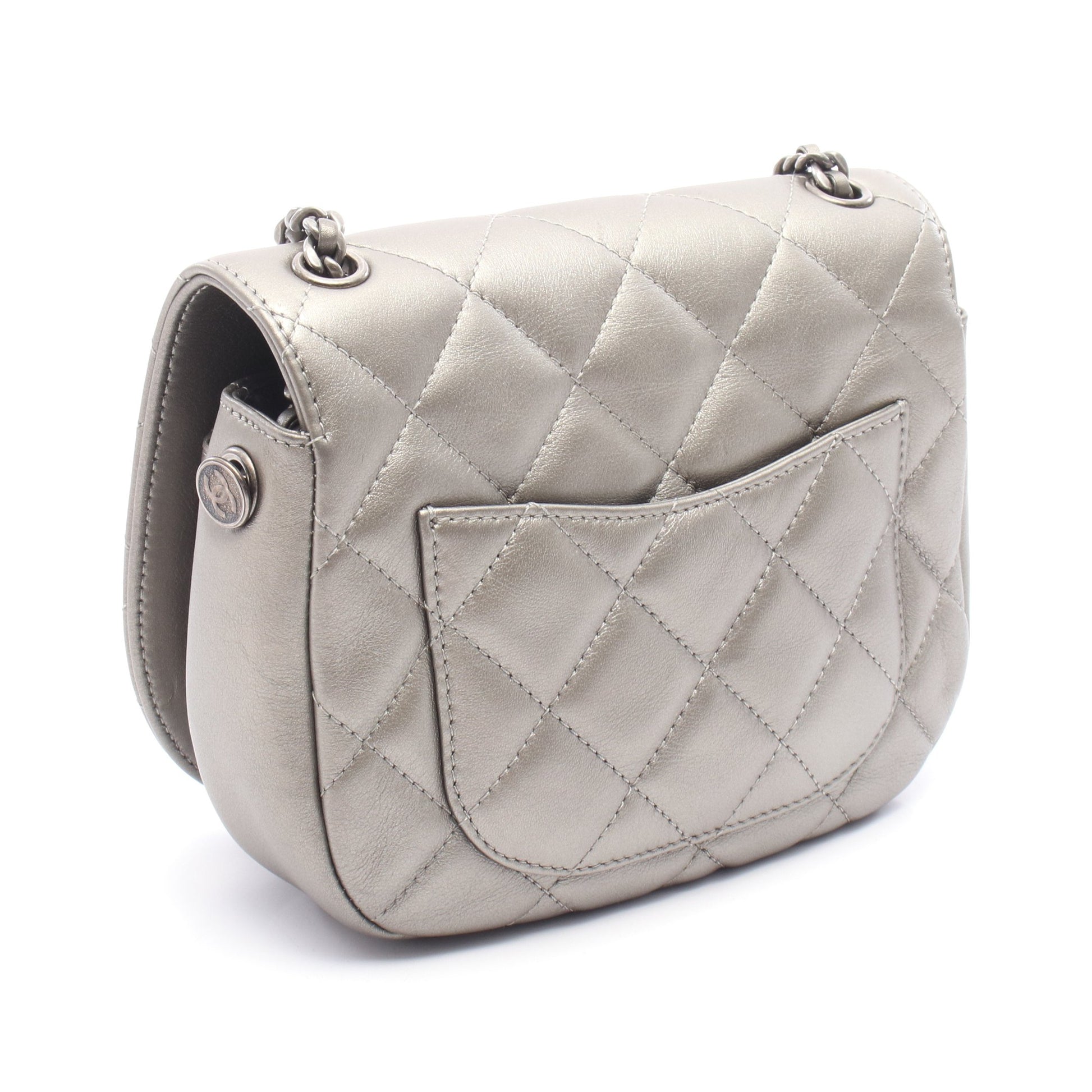 チェーンショルダーバッグ レザー シャンパンゴールド シルバー金具 シャネル バッグ CHANEL