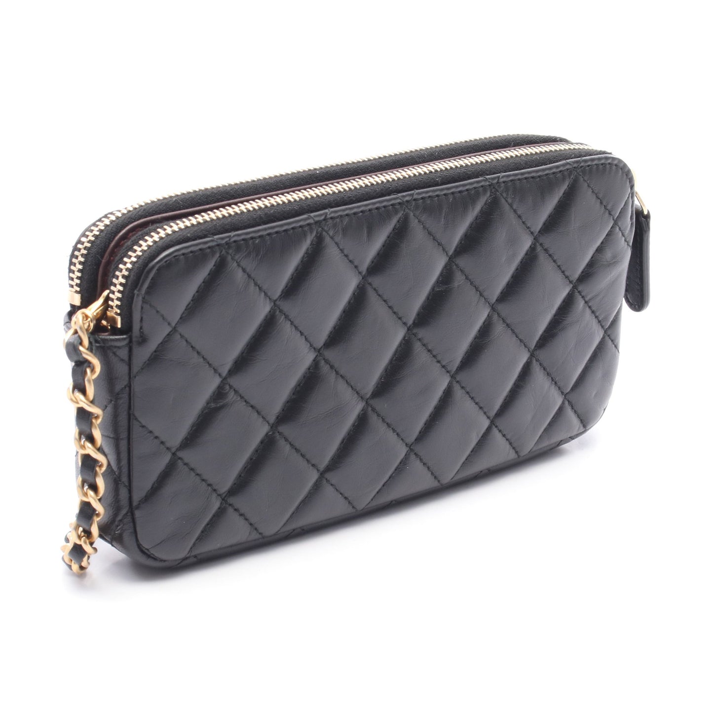 2.55 マトラッセ チェーンショルダーバッグ レザー ブラック ゴールド金具 シャネル バッグ CHANEL