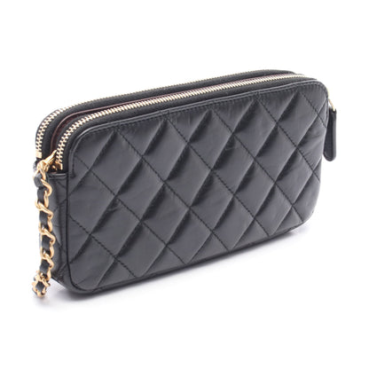 2.55 マトラッセ チェーンショルダーバッグ レザー ブラック ゴールド金具 シャネル バッグ CHANEL