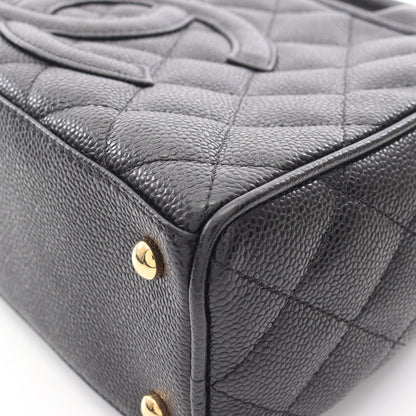 マトラッセ ハンドバッグ ミニボストンバッグ キャビアスキン ブラック ゴールド金具 シャネル バッグ CHANEL