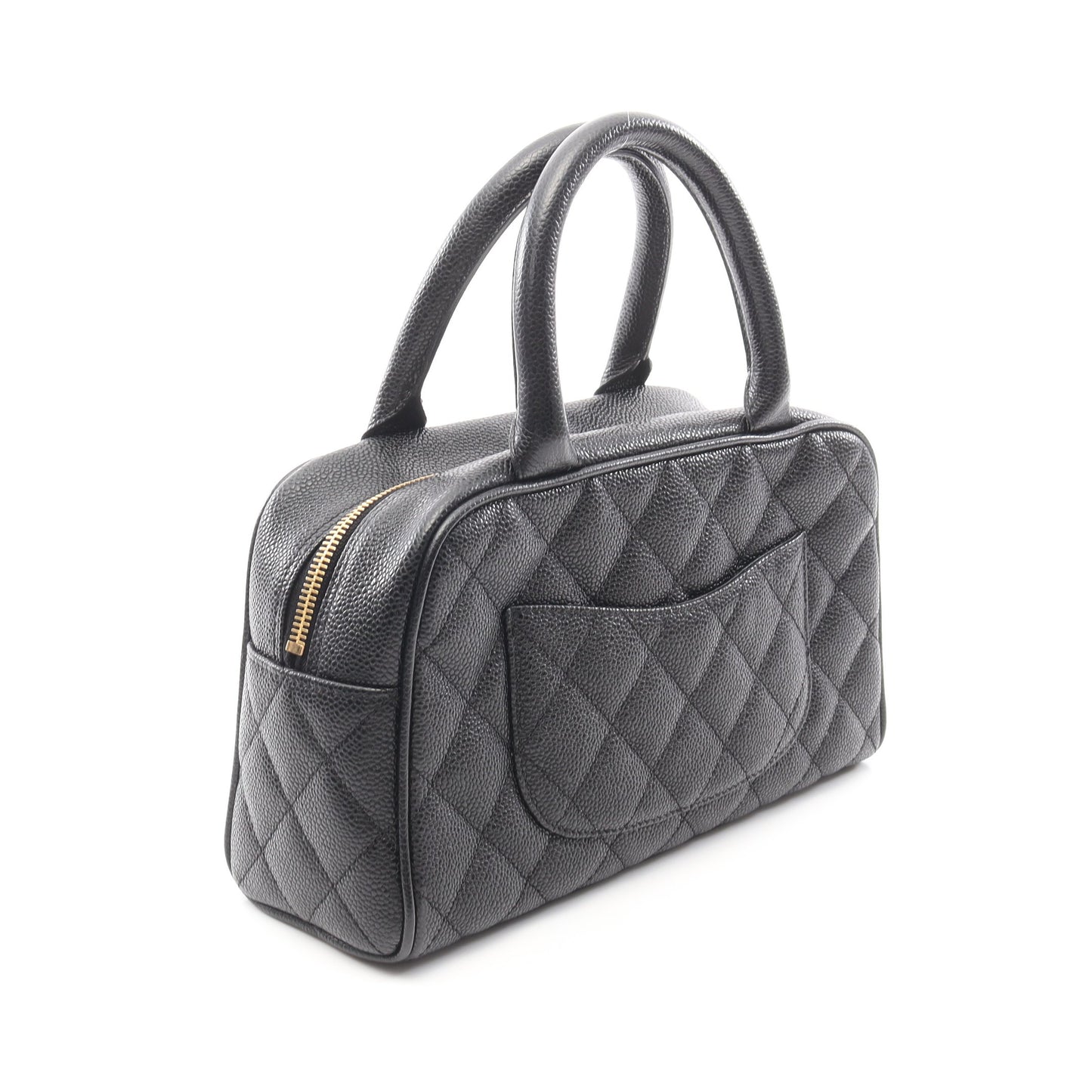 マトラッセ ハンドバッグ ミニボストンバッグ キャビアスキン ブラック ゴールド金具 シャネル バッグ CHANEL