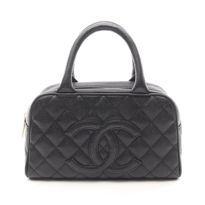 マトラッセ ハンドバッグ ミニボストンバッグ キャビアスキン ブラック ゴールド金具 シャネル バッグ CHANEL