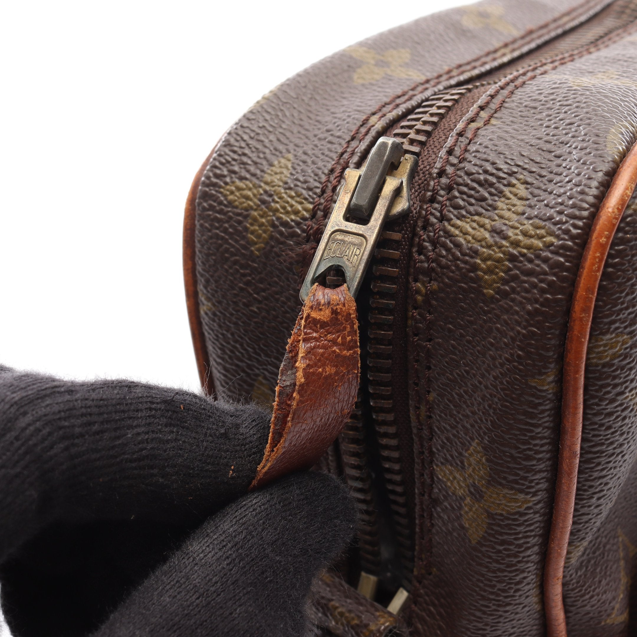 プチマルソー モノグラム ショルダーバッグ PVC レザー ブラウン ルイ