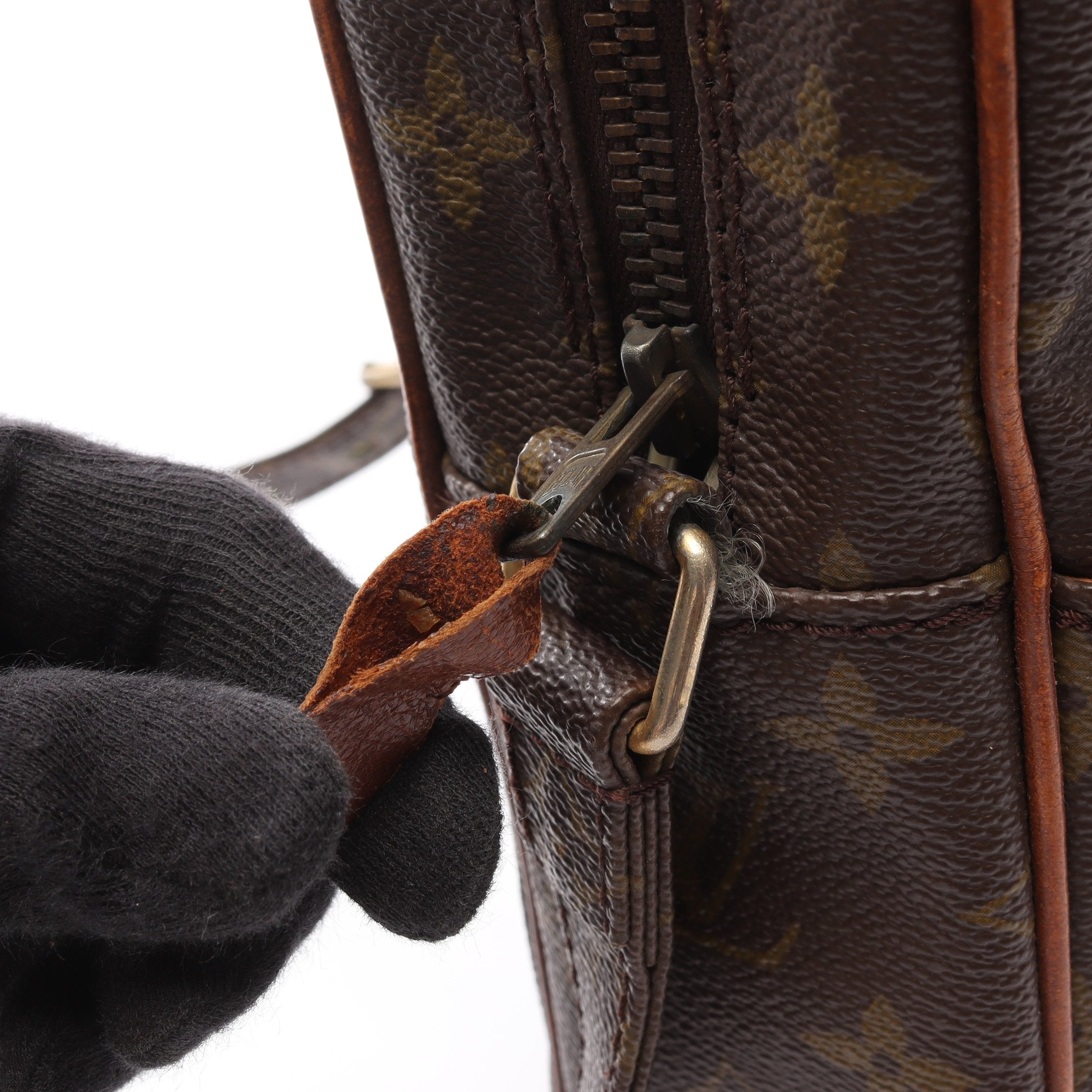 プチマルソー モノグラム ショルダーバッグ PVC レザー ブラウン ルイ