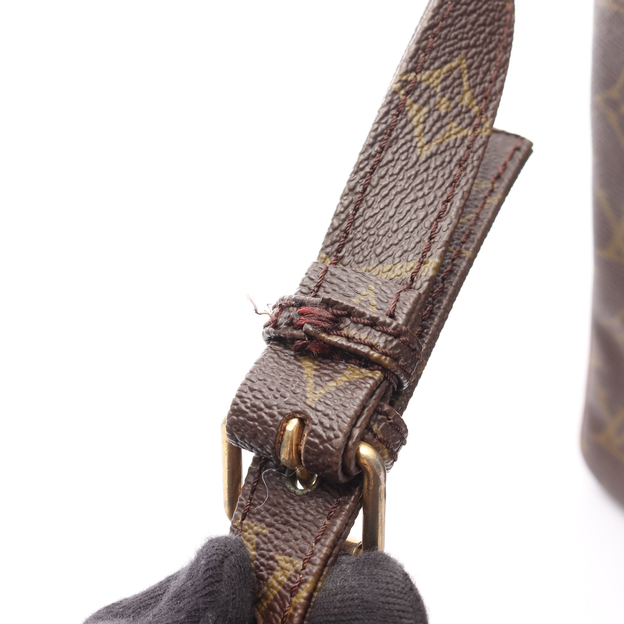 プチマルソー モノグラム ショルダーバッグ PVC レザー ブラウン ルイ