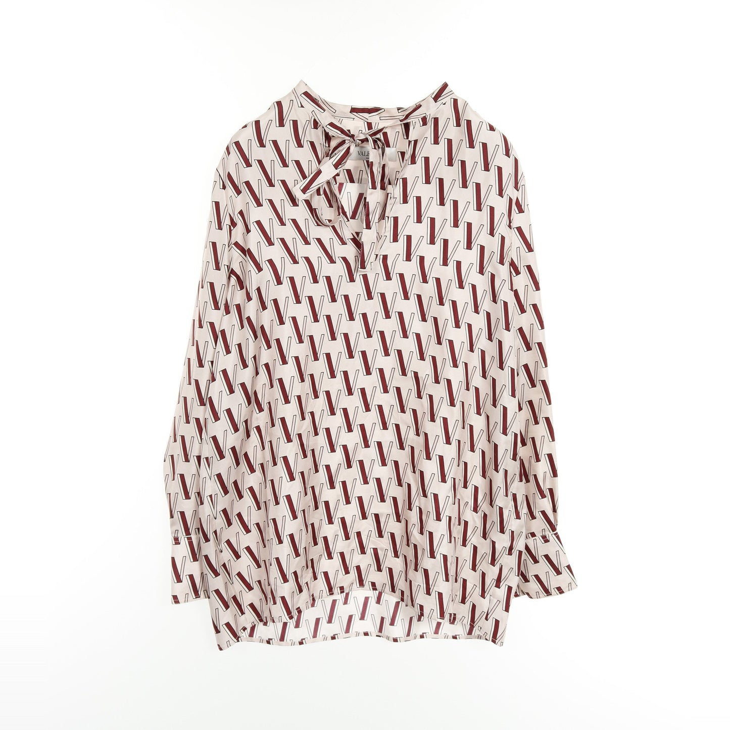 Vロゴプリント ブラウス ボウタイ シルク ライトピンク ボルドー ヴァレンティノ トップス VALENTINO