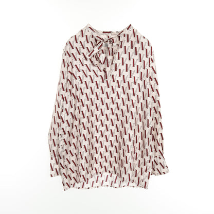 Vロゴプリント ブラウス ボウタイ シルク ライトピンク ボルドー ヴァレンティノ トップス VALENTINO