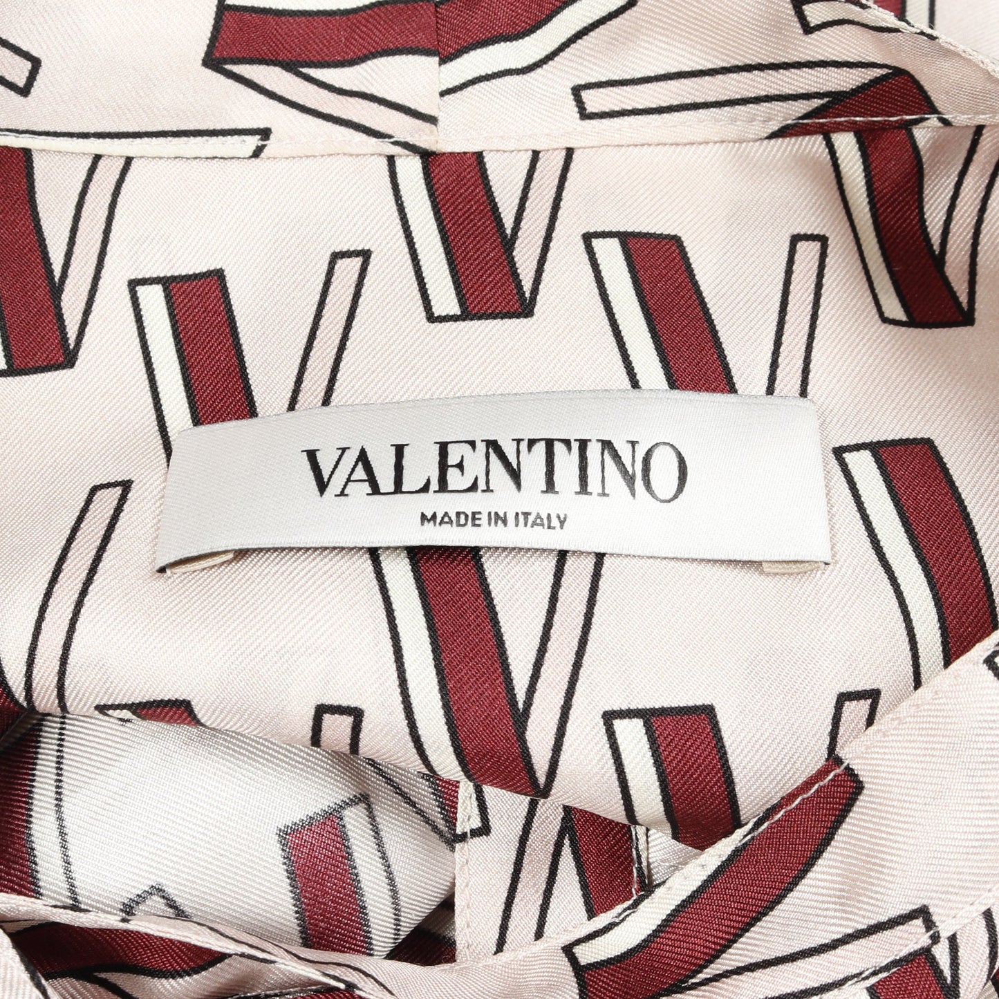Vロゴプリント ブラウス ボウタイ シルク ライトピンク ボルドー ヴァレンティノ トップス VALENTINO
