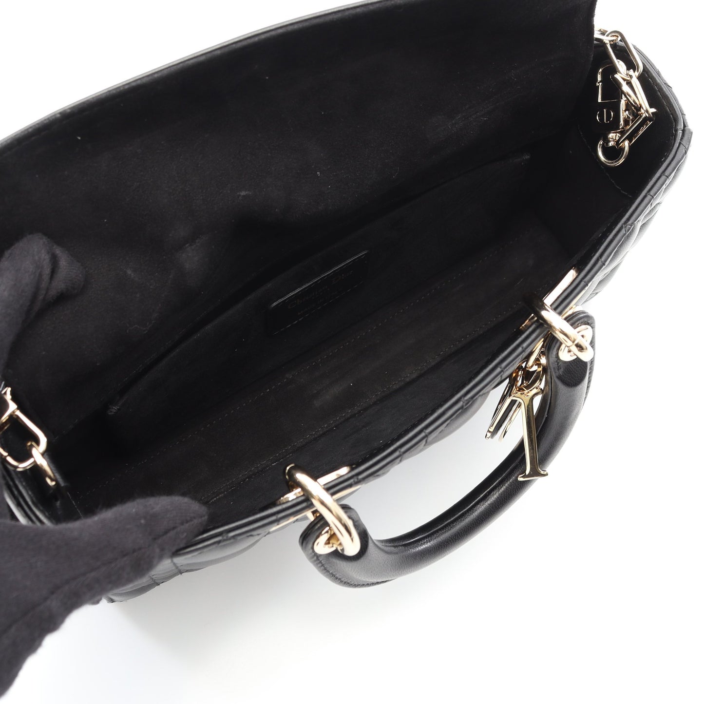 Lady D-Joy ミディアム カナージュ ハンドバッグ レザー ブラック 2WAY クリスチャンディオール バッグ Christian Dior