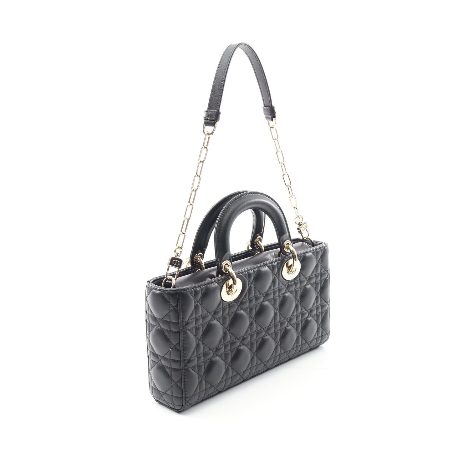 Lady D-Joy ミディアム カナージュ ハンドバッグ レザー ブラック 2WAY クリスチャンディオール バッグ Christian Dior