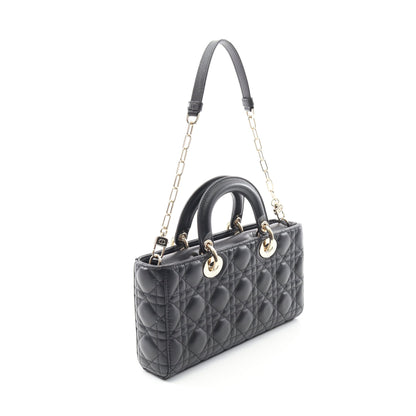 Lady D-Joy ミディアム カナージュ ハンドバッグ レザー ブラック 2WAY クリスチャンディオール バッグ Christian Dior