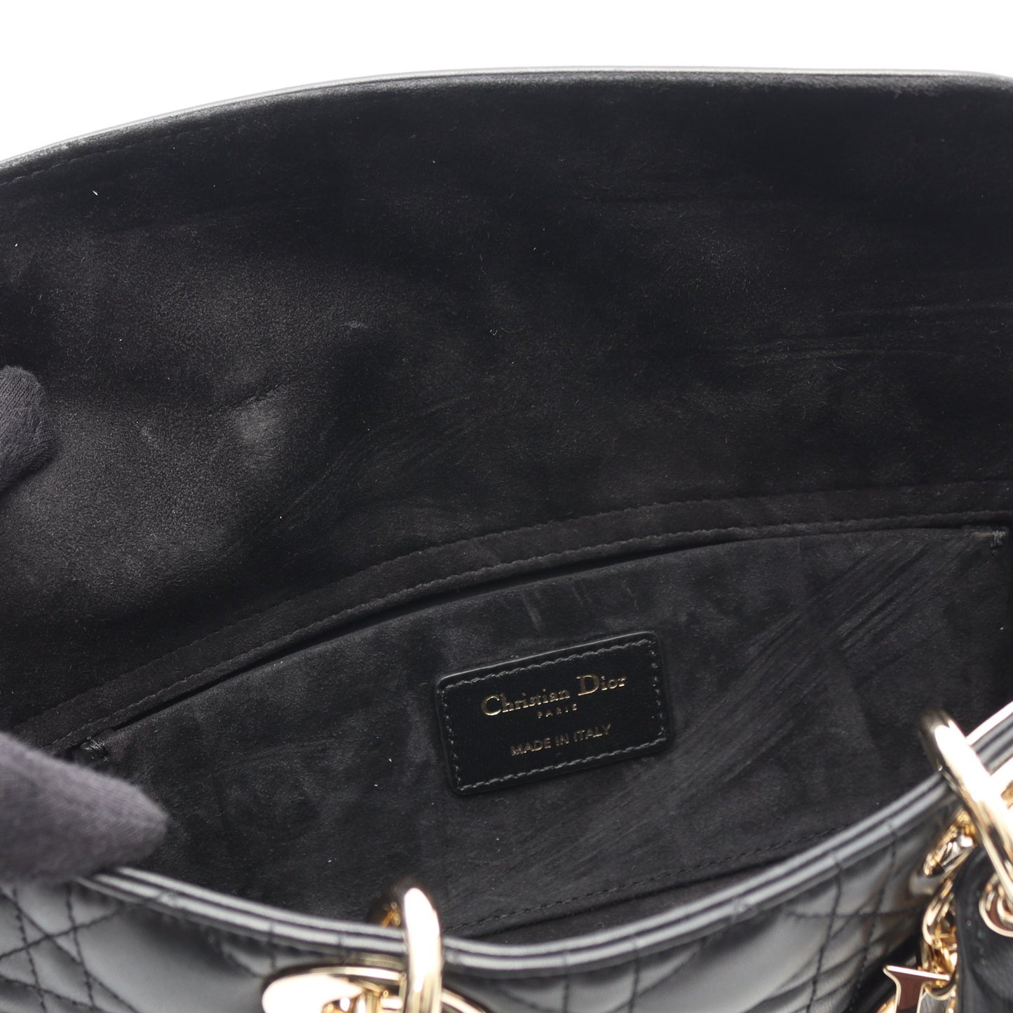 Lady D-Joy ミディアム カナージュ ハンドバッグ レザー ブラック 2WAY クリスチャンディオール バッグ Christian Dior
